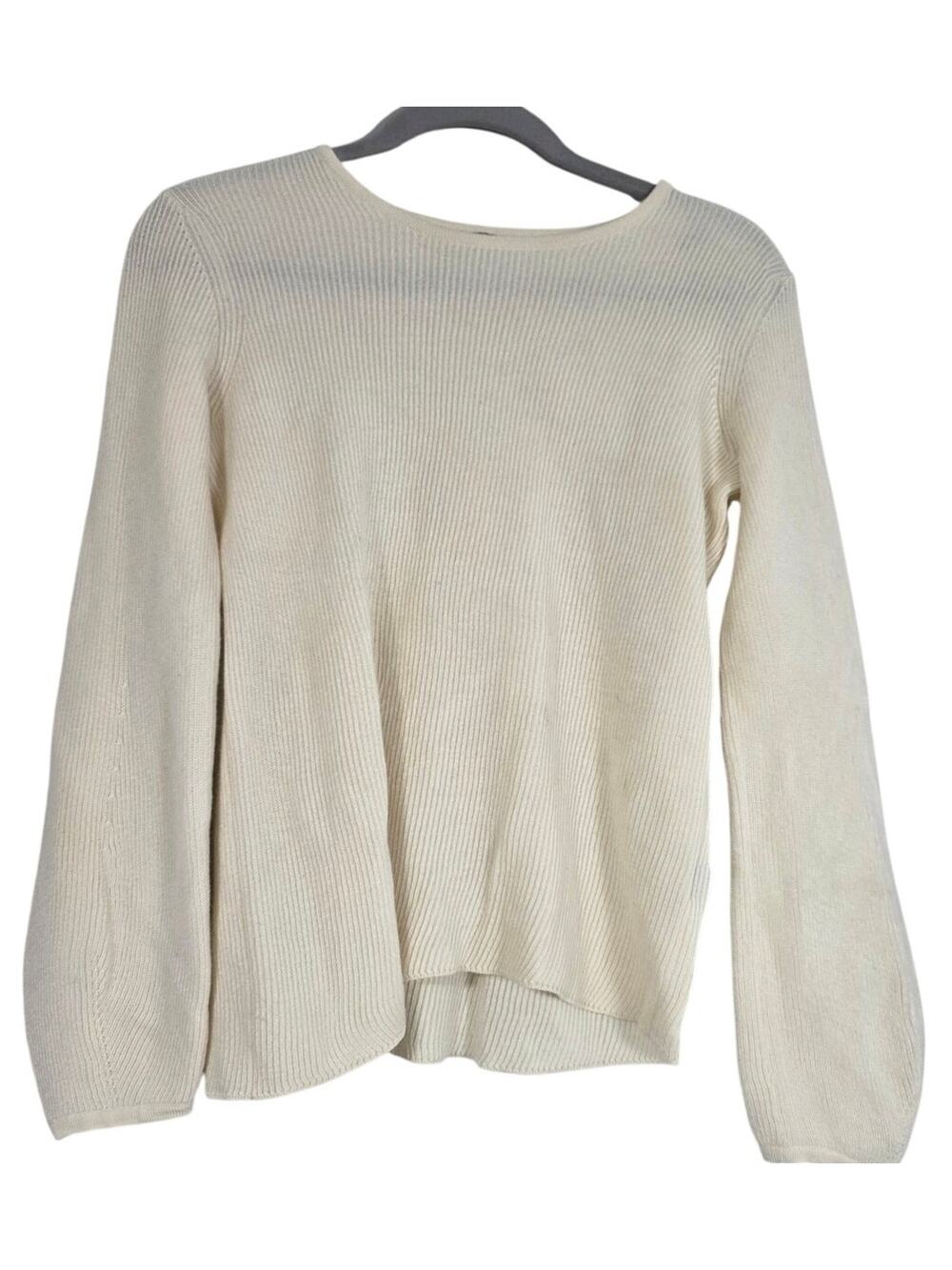 J McLaughlin Women's Small 100% Merino Wool Sweater Cream Knit Minimalist